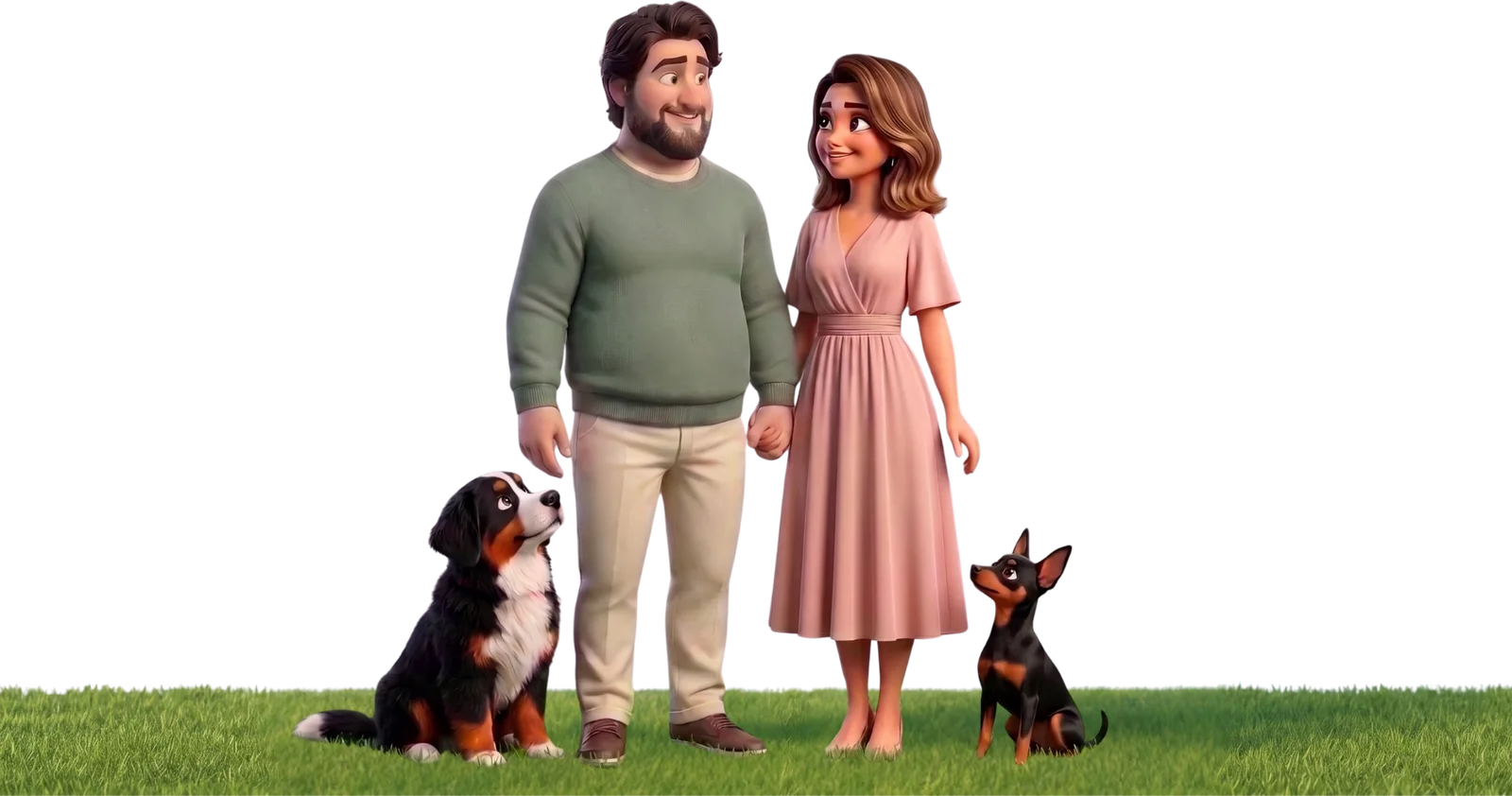 José y Fernanda tomados de la mano con sus dos perros